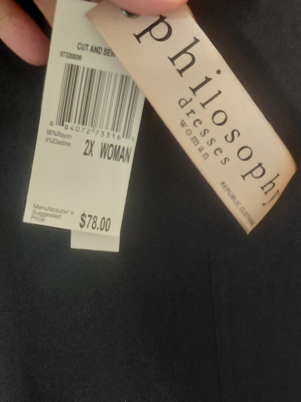 NWT sz 2X Philosophy Black Sleeveless Swing Trapeze A-Line Dress Flowy - Picture 4 of 10